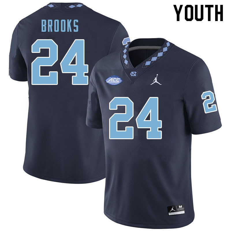 Youth #24 British Brooks North Carolina Tar Heels College Football Jerseys Sale-Navy